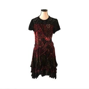 Ralph Lauren ‘Denim and Supply’ Red and Black Mesh lace overlay leopard dress